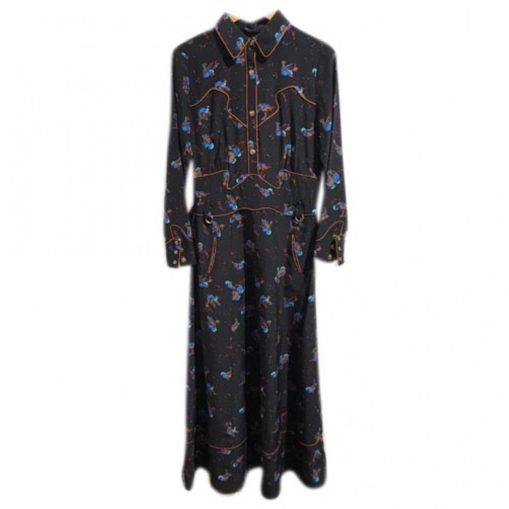 Coach Black Dress Silk Western Maxi